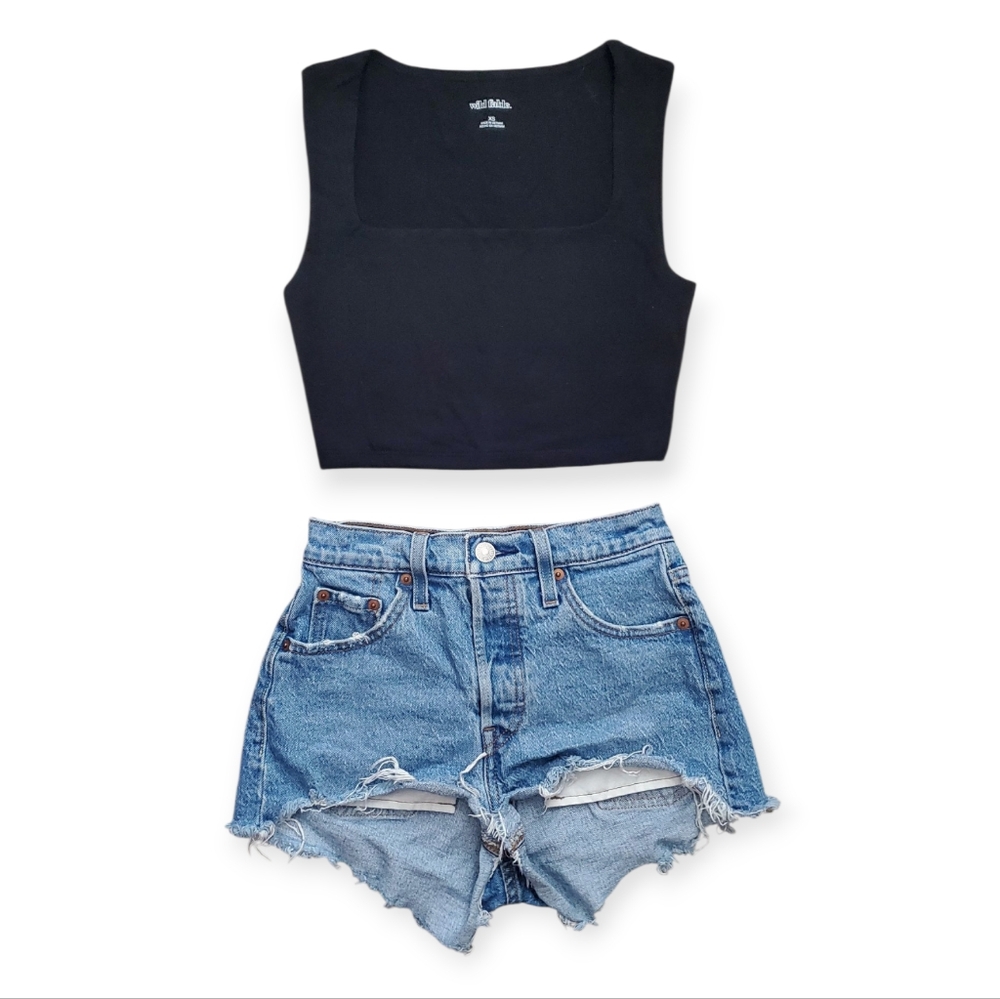 Wild Fable Crop Top & Levis 501 Denim Shorts Set